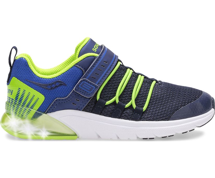 Tenis Saucony Flash Glow 2.0 Niños Azul Marino Verdes | México 870SGLO